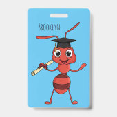 Schattige blije rode mier cartoon badge (Achterkant)
