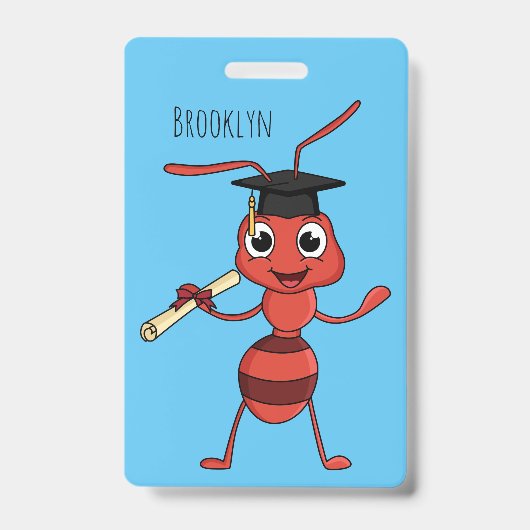 Schattige blije rode mier cartoon badge (Voorzijde)