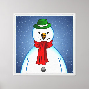 Schattige blije sneeuwman canvas afdruk