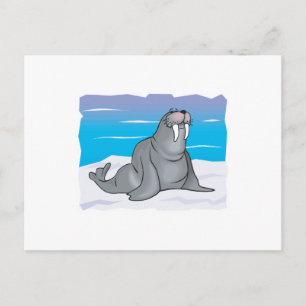 schattige blije walrus briefkaart