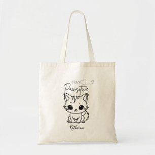 Schattige "Blijf Pawsitive" Schattigee Kitty Cat Tote Bag