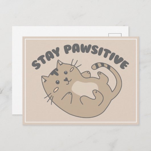 Schattige Blijf positief Kat Word goed gepun Briefkaart (Voorkant / Achterkant)