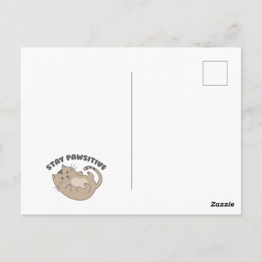 Schattige Blijf positief Kat Word goed gepun Briefkaart (Achterkant)