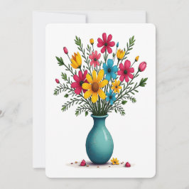 Schattige Bloeiende Bloemen Assortiment Feestdagenkaart