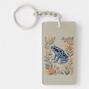 Schattige Bloem Blauwe Gifkikker Pad Kikker Liefhe Sleutelhanger