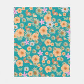 Schattige bloem en blauw konijnen fleece deken (Voorkant)