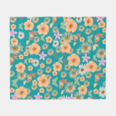 Schattige bloem en blauw konijnen fleece deken (Voorkant (Horizontaal))