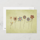 schattige bloem- en vogeltekeningen briefkaart (Voorkant / Achterkant)