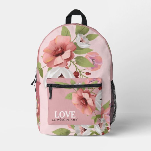 Schattige Bloem geïllustreerd Meisje Rugzak (Voorkant)