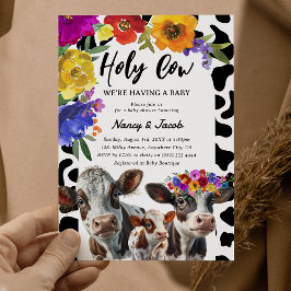 Schattige bloem 'Heilige Koe' Couple Baby Shower Kaart