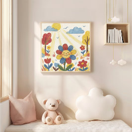 Schattige Bloem In De Zon Kleurpotlood Tekening Ki Poster