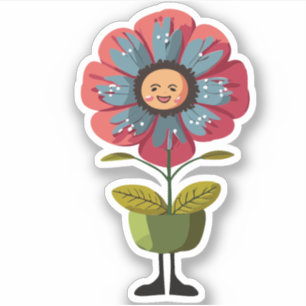 Schattige Bloem Kids Cartoon Karakter Sticker