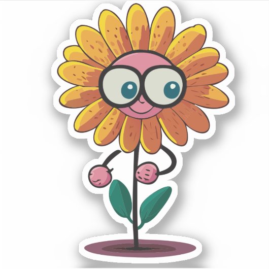 Schattige Bloem Kinder Cartoon Karakter Sticker (Voorkant)