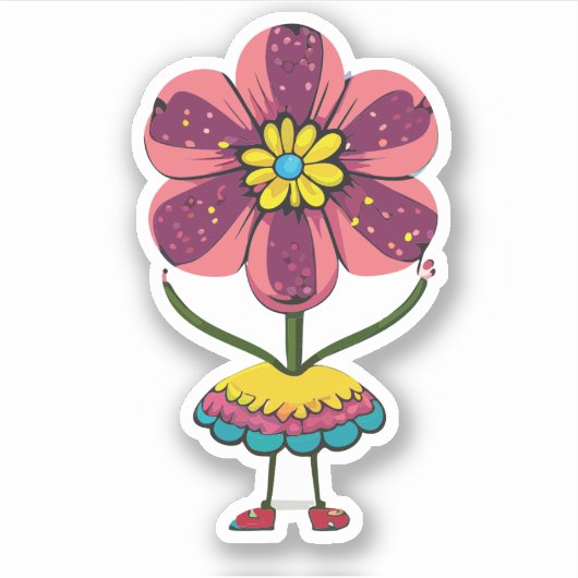 Schattige Bloem Kinderen Cartoon Karakter Sticker (Voorkant)
