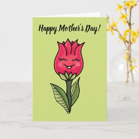 Schattige Bloem Moederdag Kaart (Gele Bloem)