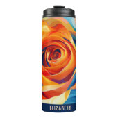 Schattige Bloem Monogram Roos Tumbler Thermosbeker (Voorkant)