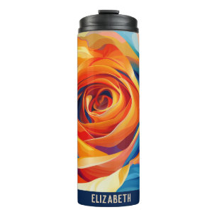 Schattige Bloem Monogram Roos Tumbler Thermosbeker