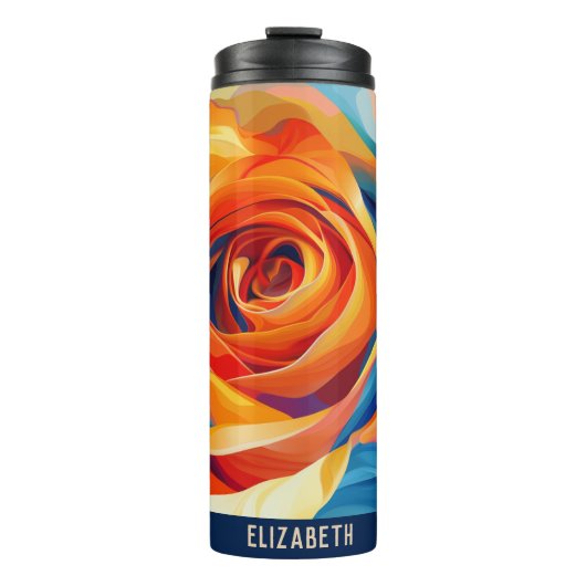 Schattige Bloem Monogram Roos Tumbler Thermosbeker (Voorkant)