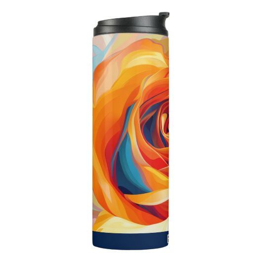 Schattige Bloem Monogram Roos Tumbler Thermosbeker (Gedraaid links)