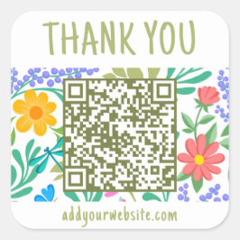     Schattige bloem natuur bedankt voor uw aankoop Vierkante Sticker