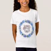 Schattige Bloemblauw Hydrangea Wolf T-shirt (Voorkant)
