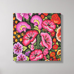 Schattige bloemcanvas.Flowers, Mexicaanse stijl Canvas Afdruk