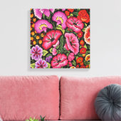 Schattige bloemcanvas.Flowers, Mexicaanse stijl Canvas Afdruk (Insitu (Woonkamer))