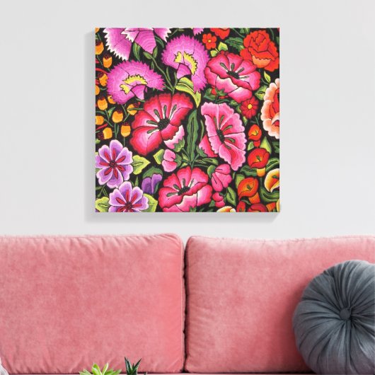 Schattige bloemcanvas.Flowers, Mexicaanse stijl Canvas Afdruk (Insitu (Woonkamer))