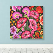 Schattige bloemcanvas.Flowers, Mexicaanse stijl Canvas Afdruk (Insitu (Houten vloer))