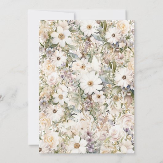 Schattige Bloemen Baby Meisje Dopen Foto Uitnodigi Kaart (Achterkant)