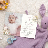 Schattige Bloemen Baby Meisje Dopen Foto Uitnodigi Kaart