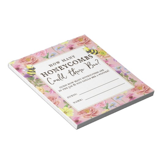 Schattige Bloemen Baby shower Honeycombs Gissen Sp Notitieblok (Schuin)