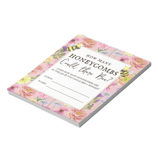 Schattige Bloemen Baby shower Honeycombs Gissen Sp Notitieblok (Linkerzijde)