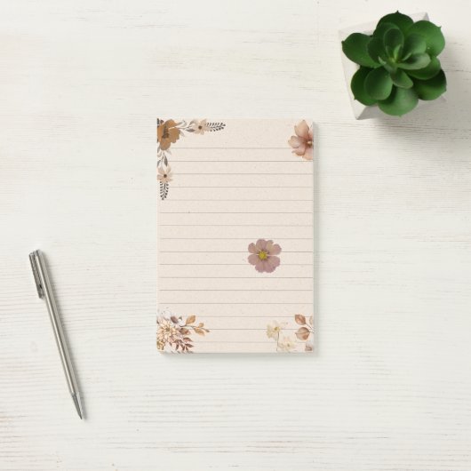 Schattige  bloemen Bruin kraftpapier Modern Post-it® Notes (Kantoor)