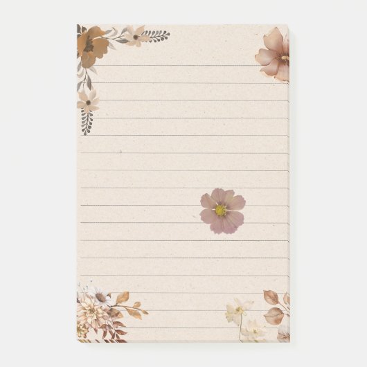Schattige bloemen Bruin kraftpapier Modern Post-it® Notes (Voorkant)