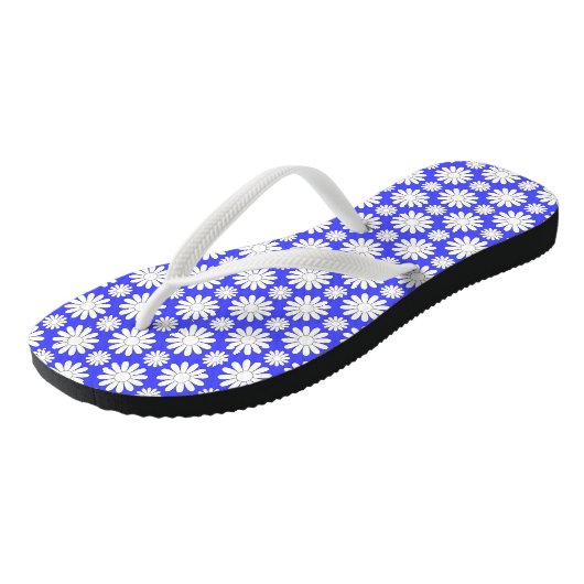Schattige Bloemen Daisy Pattern Blauw en Wit Zomer Teenslippers (Schuin)