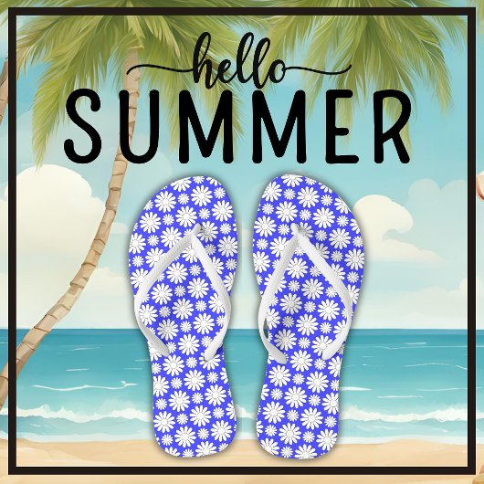 Schattige Bloemen Daisy Pattern Blauw en Wit Zomer Teenslippers