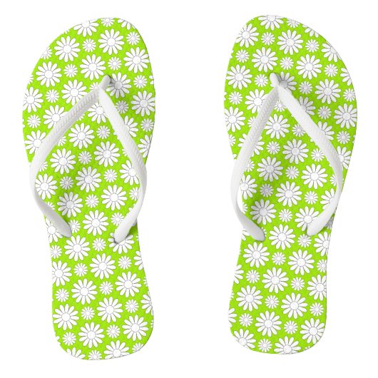 Schattige Bloemen Daisy Pattern Groen en Witte Zom Teenslippers (Voetbed)