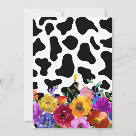 Schattige Bloemen Dank Moo Koe Verjaardag Bedankkaart (Achterkant)