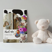 Schattige Bloemen Dank Moo Koe Verjaardag Bedankkaart