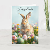 Schattige Bloemen en Bunny Paasfeest van en naar Kaart (Voorkant)
