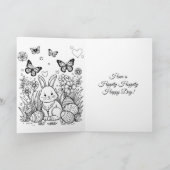 Schattige Bloemen en Bunny Paasfeest van en naar Kaart (Binnen)