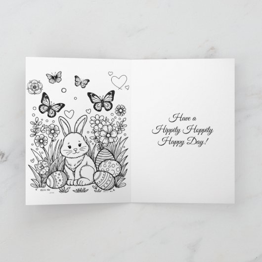 Schattige Bloemen en Bunny Paasfeest van en naar Kaart (Binnen)