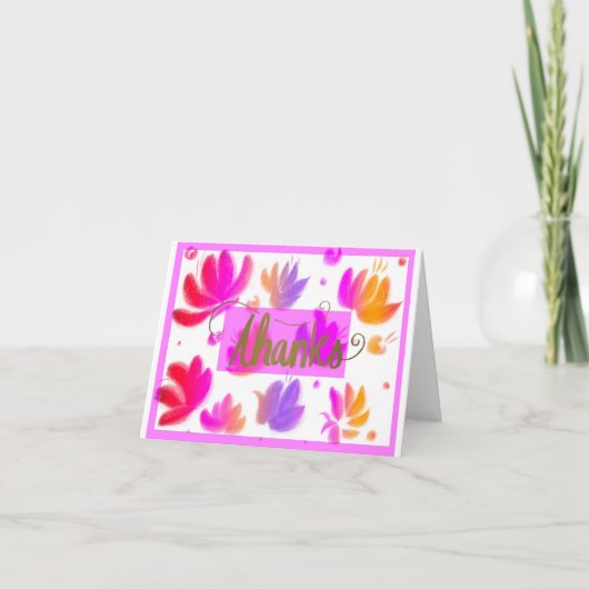 Schattige Bloemen en Goud Dank u kaart (Voorkant)