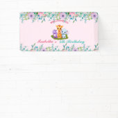 Schattige Bloemen Hippo safari oerwoud Dieren Verj Spandoek (Insitu)