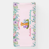 Schattige Bloemen Hippo safari oerwoud Dieren Verj Spandoek (Verticaal)