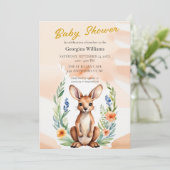 Schattige Bloemen Kangoeroe Baby shower Kaart (Staand voorkant)