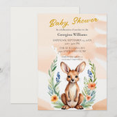 Schattige Bloemen Kangoeroe Baby shower Kaart (Voorkant / Achterkant)