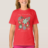 Schattige Bloemen Kerstfeest Rood T-shirt (Voorkant)