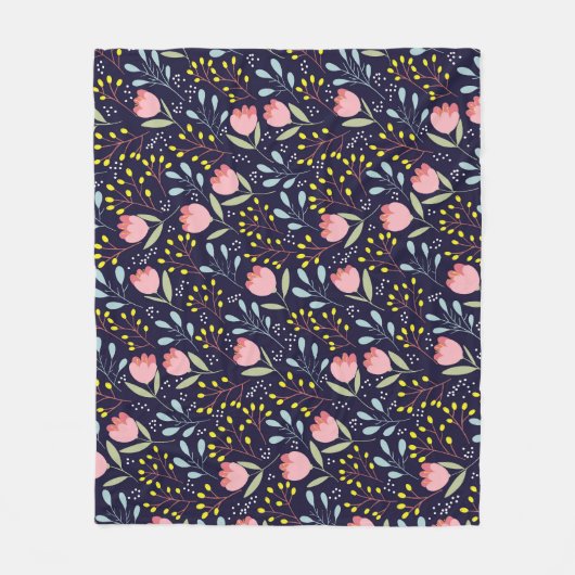 Schattige Bloemen: Kleurrijk Bloemenpatroon. Fleece Deken (Voorkant)